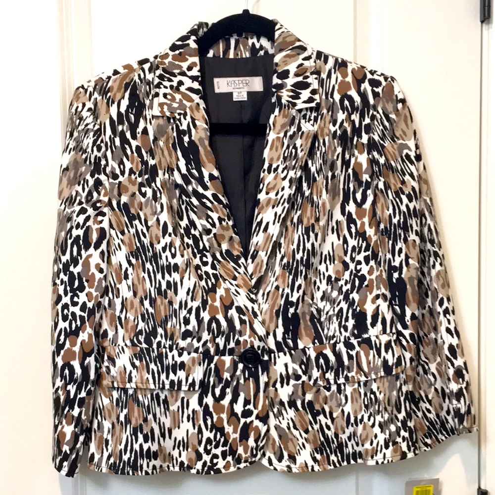 🆕 KASPER Animal Print Jacket Blazer  Size 8